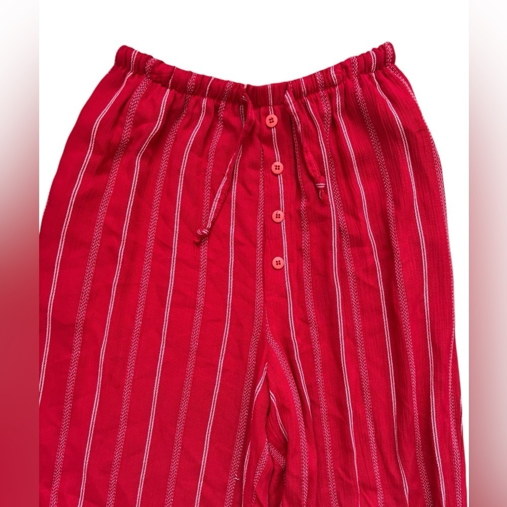 New York Style Red White Stripe Tank Vest and Matching Wide Leg Pants Set Size S - Picture 5 of 7
